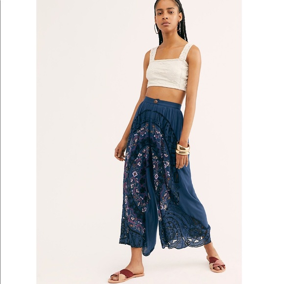 Free People Pants - Free People Bali Embroidered Cutout Pants